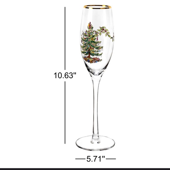 Set of 4 Spode Christmas Tree Champagne Fluted Glasses - Picture 3 of 5